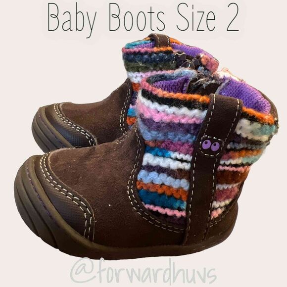 Knit Surprise Baby Boots by Stride Rite Size 2 - Picture 6 of 7